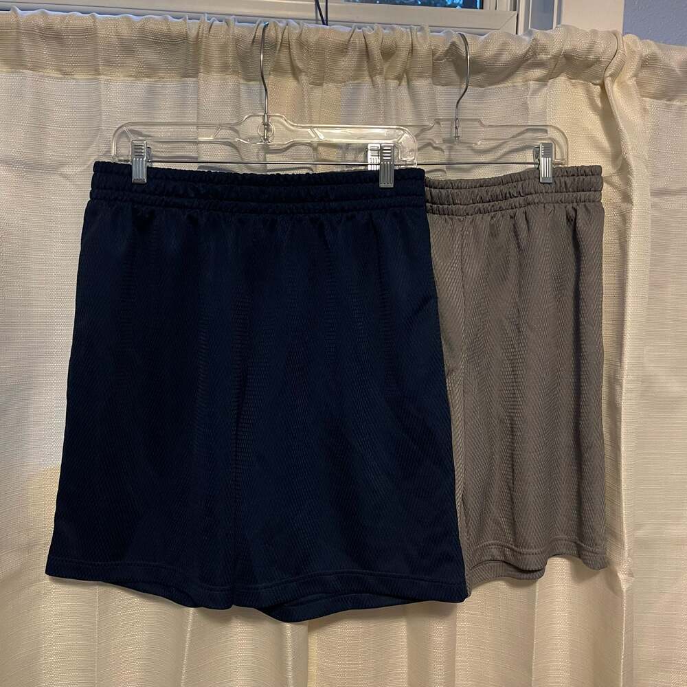 Medium Athletic Works Men's Mesh Athletic Training Shorts, 2-Pack (Navy and Grey